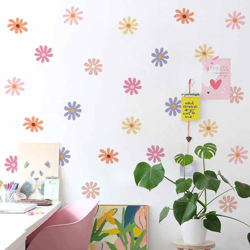 Baby Nursery Peel And Stick Wallpaper - Daisy Floral สติ๊กเกอร์ติดผนังเด็กเนอสเซอรี่ไวนิล Wall Art Decal