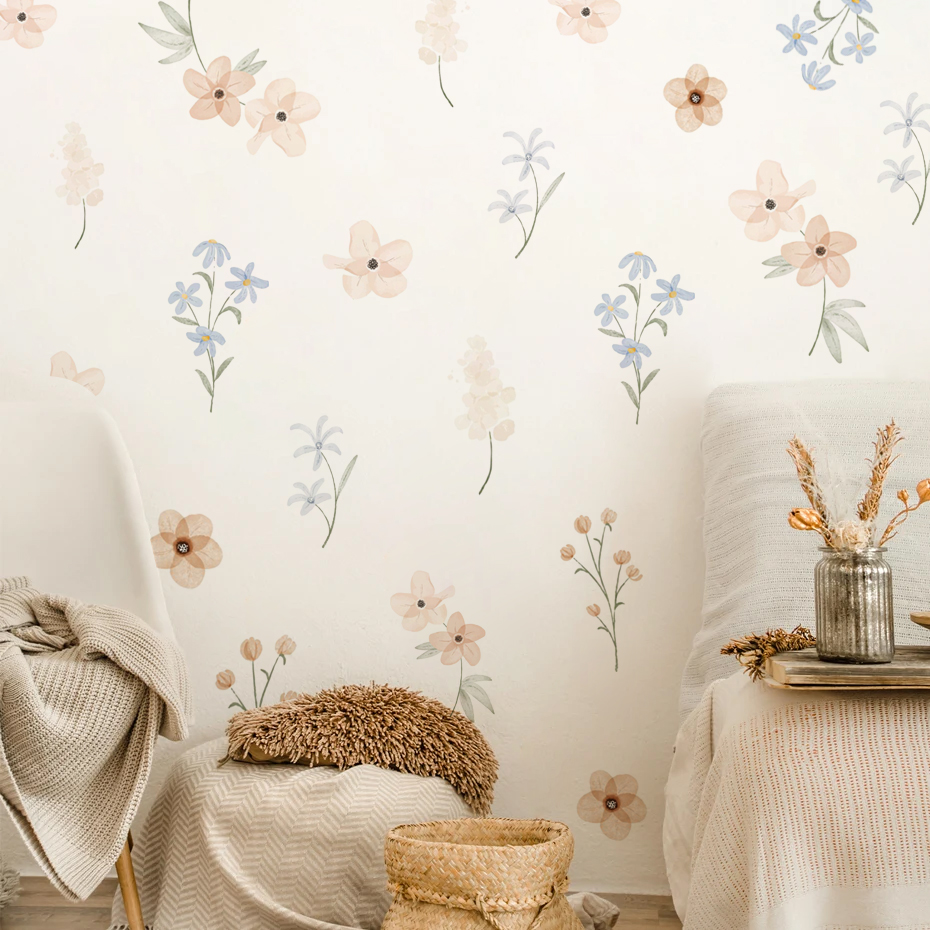 Baby Girl Nursery Quotes - ดอกไม้สีน้ําสติ๊กเกอร์ติดผนังสําหรับห้องพักหญิงห้องนอนเด็กตกแต่งบ้าน Wall Art Baby Nursery Wall