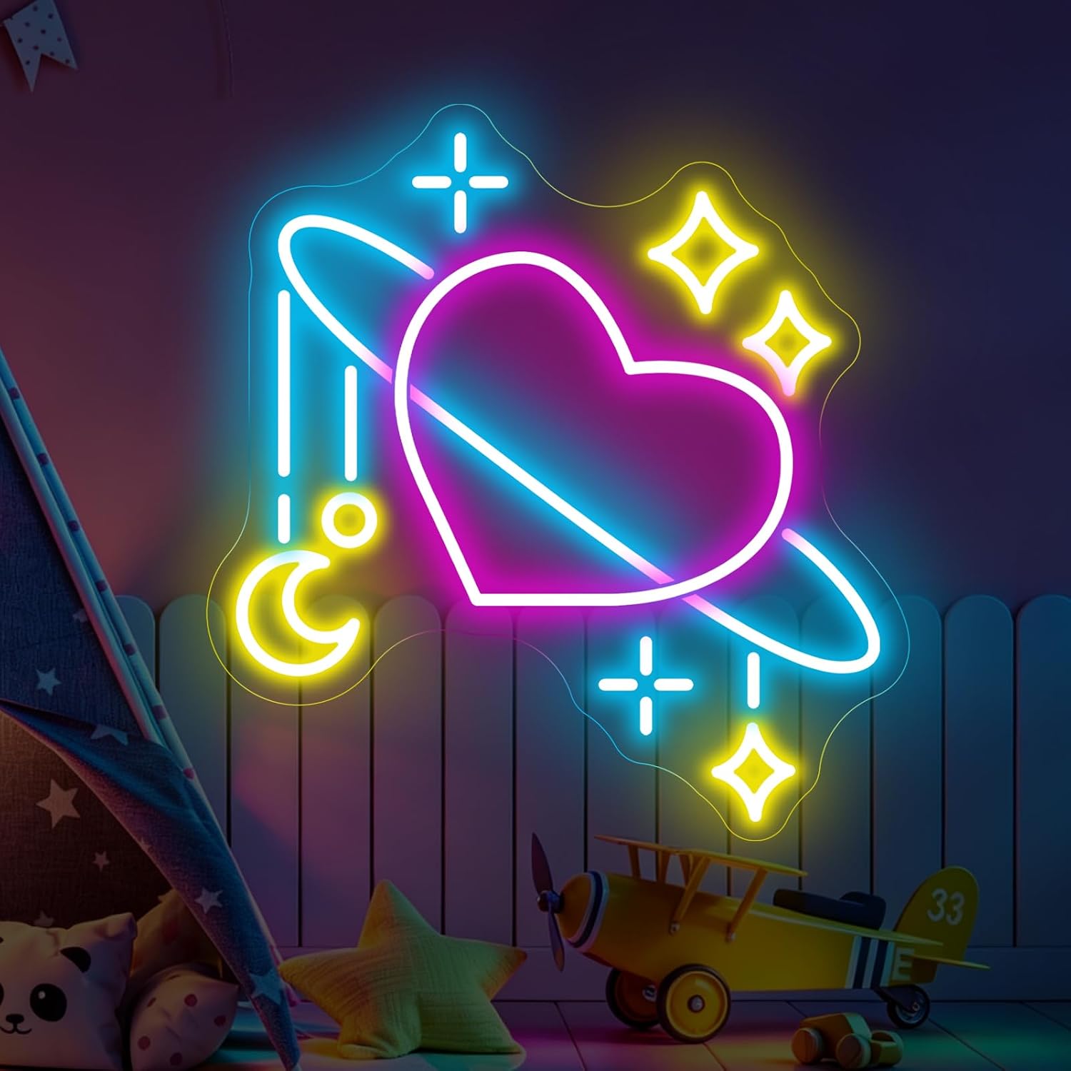 ป้ายไฟนีออนรูปดาวเคราะห์อวกาศ  - Baby Nursery Wall Lights บทวิจารณ์และราคา