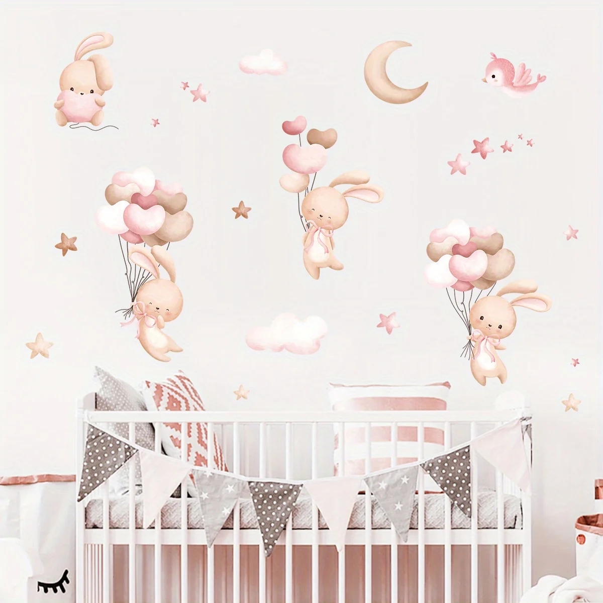 กระต่ายน่ารักบอลลูนสติ๊กเกอร์ต - Baby Girl Nursery Quotes บทวิจารณ์และราคา