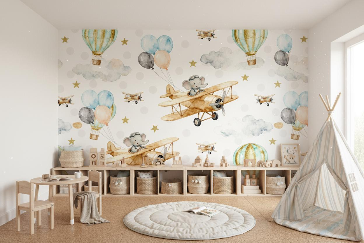 วอลเปเปอร์ติดผนังลายสัตว์การ์ต - Baby Nursery Peel And Stick Wallpaper บทวิจารณ์และราคา