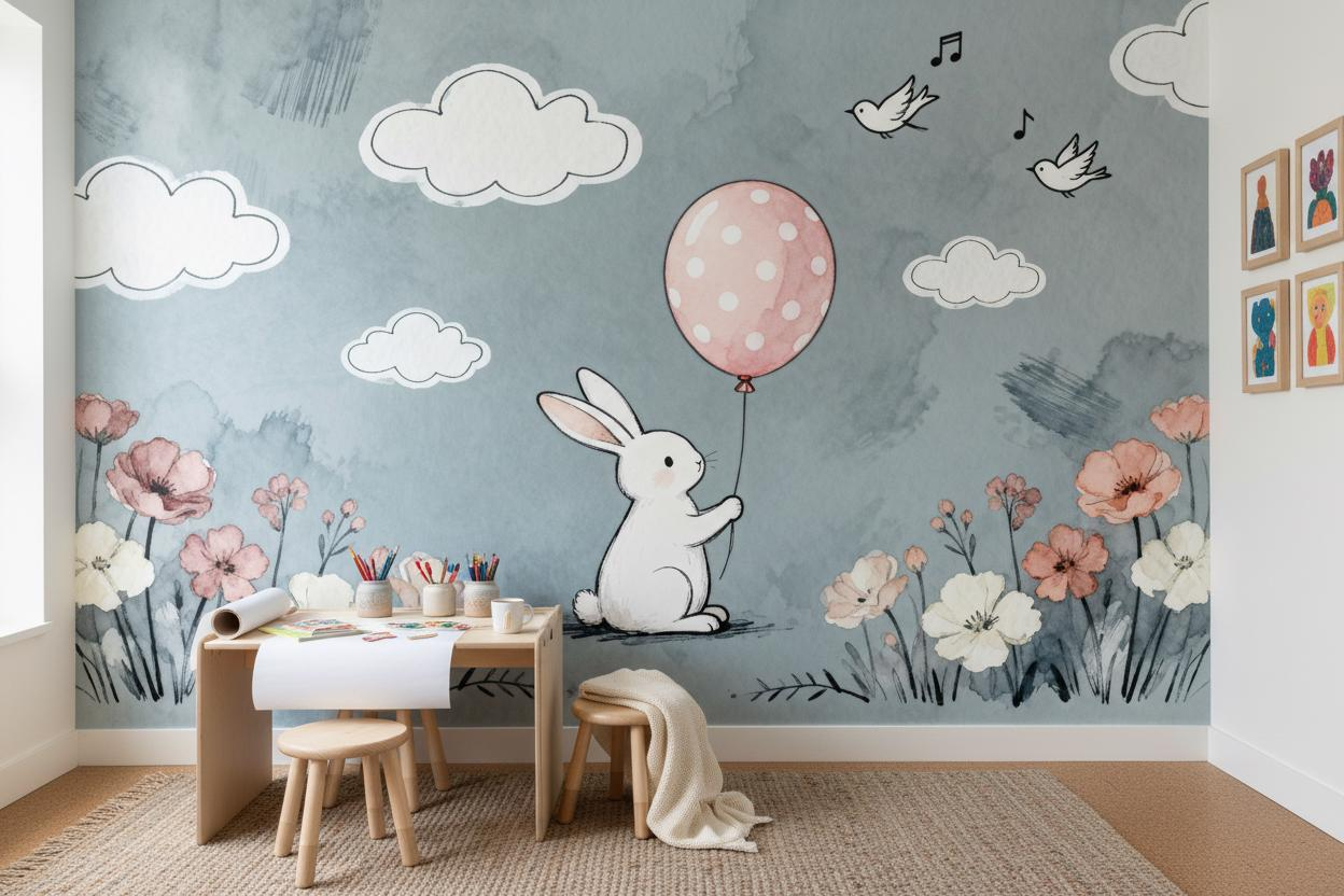 วอลเปเปอร์ติดผนังลายสัตว์การ์ต - Baby Nursery Peel And Stick Wallpaper บทวิจารณ์และราคา