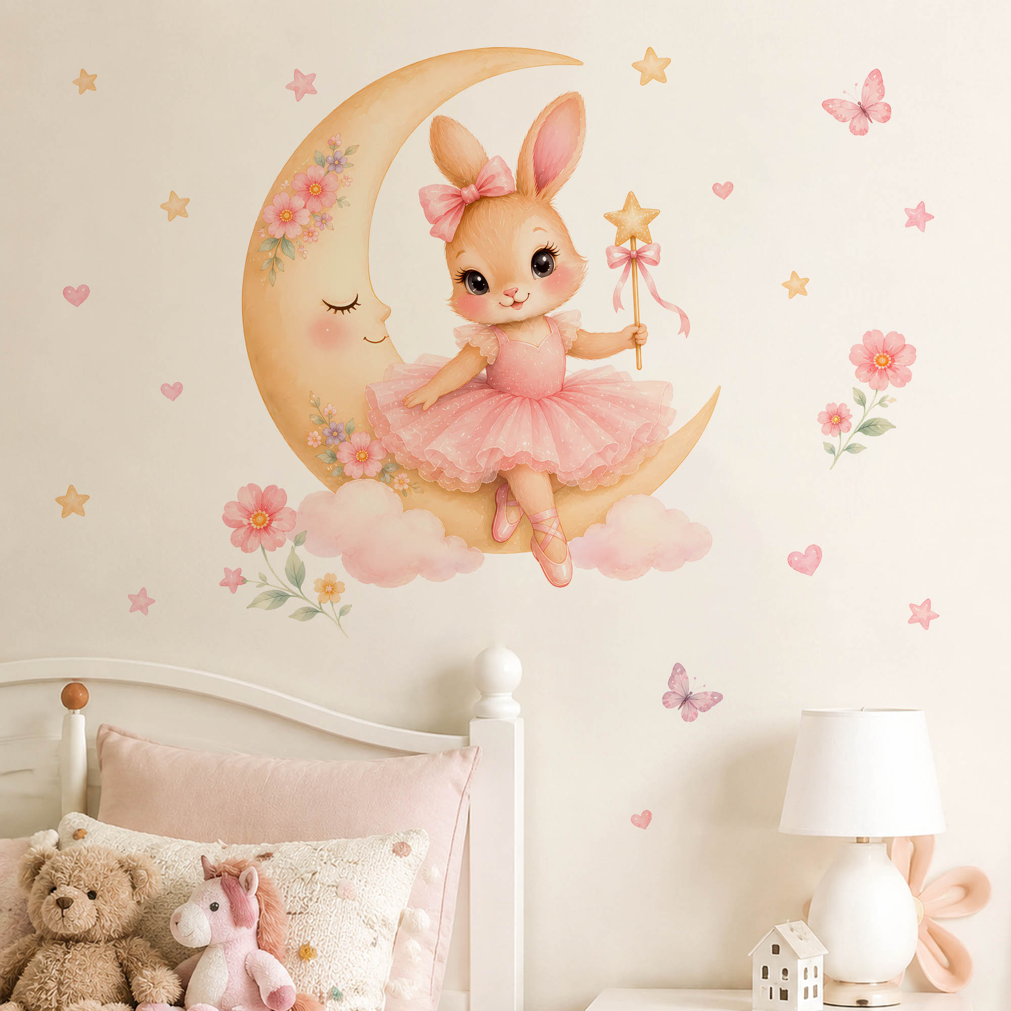 สติ๊กเกอร์ติดผนังลายกระต่ายนัก - Baby Nursery Decor Girl บทวิจารณ์และราคา