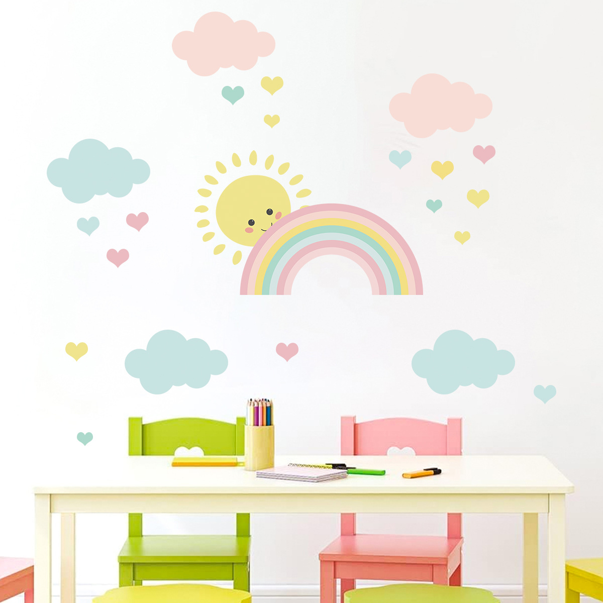 การ์ตูนดวงอาทิตย์สายรุ้งเมฆสติ - Baby Nursery Decor Girl บทวิจารณ์และราคา
